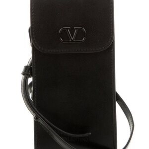 Valentino Black Leather Phone Crossbody